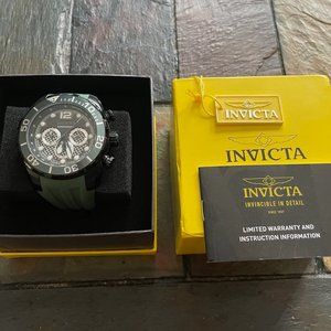 Invicta 50mm Men's Pro Diver Cage Dial Japanese Chronograph Black/Dark Green